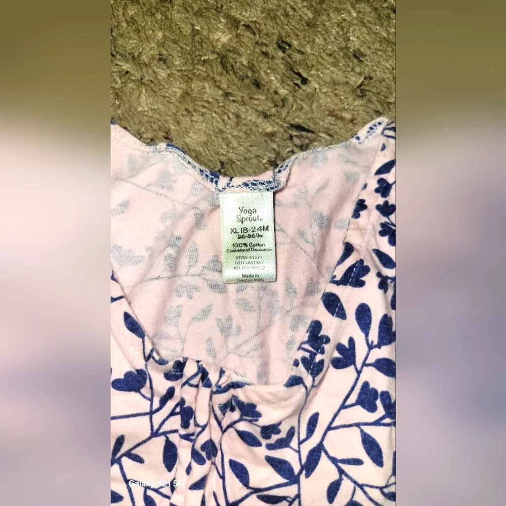 Yoga Sprouts Floral Pink and Blue Sleeveless Sleepsack With Zipper SIZE XL